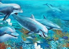 Gigantografia adesiva esclusiva "Dipinto Delfini"