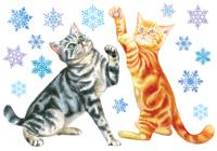 Gattini con fiocchi di neve