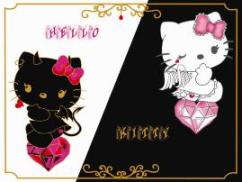 Gigantografia esclusiva autoadesiva "Hello-Kitty angel e devil"