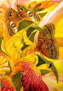 Gigantografia esclusiva autoadesiva "Fantasy floreale con farfalle"