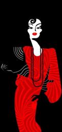 Gigantografia adesiva rimovibile esclusiva "Donna in abito rosso"