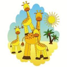 Adesivo decorativo esclusivo "Mamma giraffa con cuccioli"