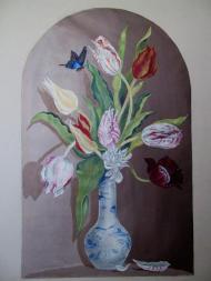 Gigantografia esclusiva "Nicchia con tulipani"