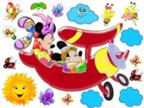 Adesivo decorativo esclusivo "Passeggiata sull'aereo con Mickey e Minnie"