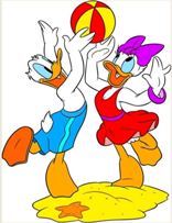 Sticker autoadesivo esclusivo  "Daisy e Donald sulla spiaggia" 