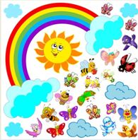 Stickers Adesivo decorativo esclusivo "Sole,nuvole,farfalle,uccelini"