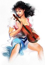Adesivo decorativo esclusivo "La ragazza con violino"