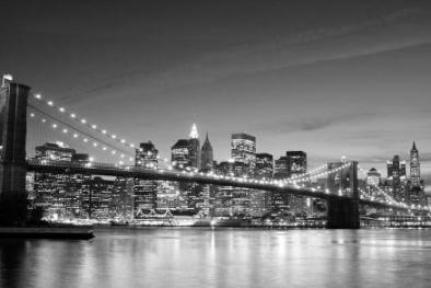 Gigantografia autoadesiva esclusiva "Manhattan-bridge in bianco-nero"