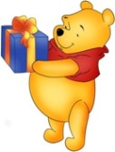 Sticker autoadesivo esclusivo "Winnie con il pacco di regalo"