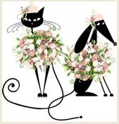 Adesivo decorativo esclusivo "Cane e gatto floreali"