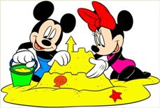 Sticker autoadesivo esclusivo "Mickey e Minnie sulla spiaggia"